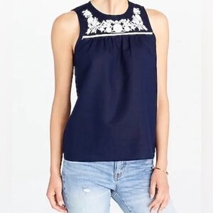 J. Crew Navy Blue Sleeveless Top with White Embroidery
New with Tags
Size 12